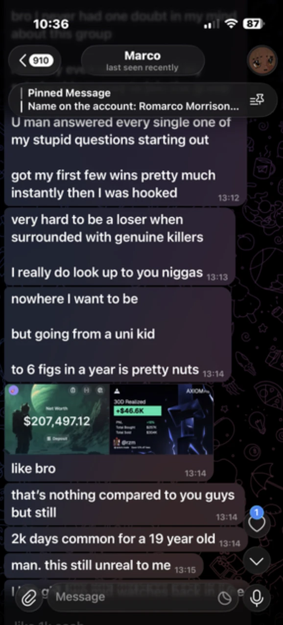 Member testimonial screenshot